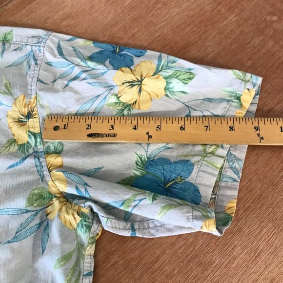 Cooke Street Hawaiian Shirt Men XL Blue Floral Button Up Pocket Short Sleeve - Picture 9 of 12